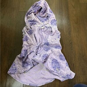 Purple Floral Hooded sleeveless cropped top